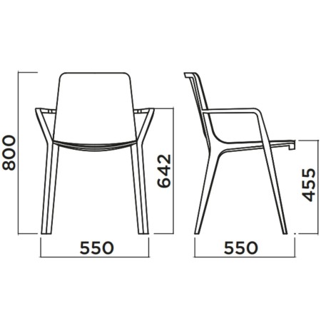 Dimensions chaise Seame avec accoudoirs