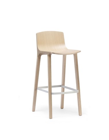 Tabouret de cuisine en bois clair - modèle Seame avec repose-pieds