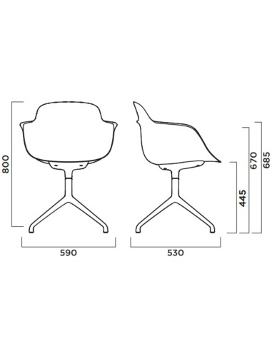 Chaise de réunion élégante avec assise tapissée – Sicla