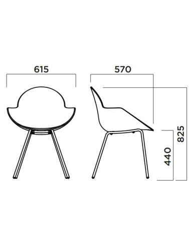 Chaise empilable avec structure métal et assise plastique – Cookie