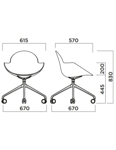 Fauteuil sur roulettes à base étoile pour espace de travail – Cookie