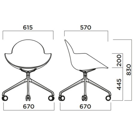 Fauteuil sur roulettes à base étoile pour espace de travail – Cookie