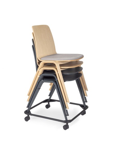 Chaise en bois empilable à l'assise rembourrée - Woodstock