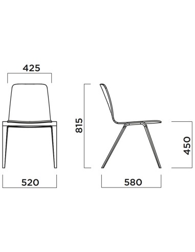 Dimensions Chaise en bois empilable à l'assise rembourrée - Woodstock