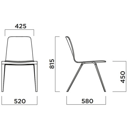 Dimensions Chaise en bois empilable à l'assise rembourrée - Woodstock