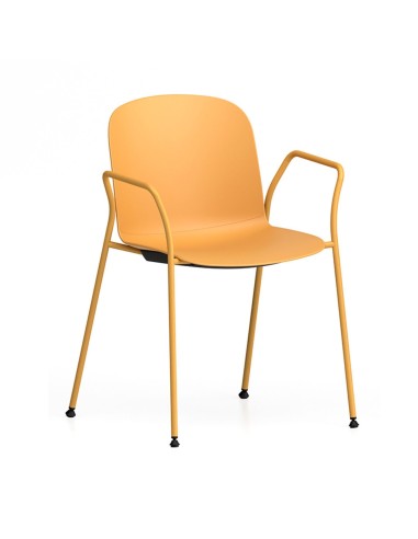 Chaise Relief 4 pieds avec accoudoirs et coque plastique