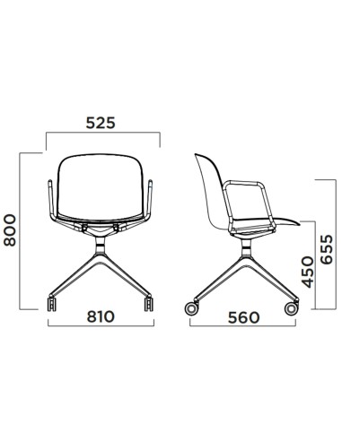 Chaise roulante avec support bras et base étoile – Relief