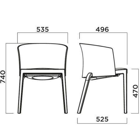 Dimensions Chaise BI design minimaliste