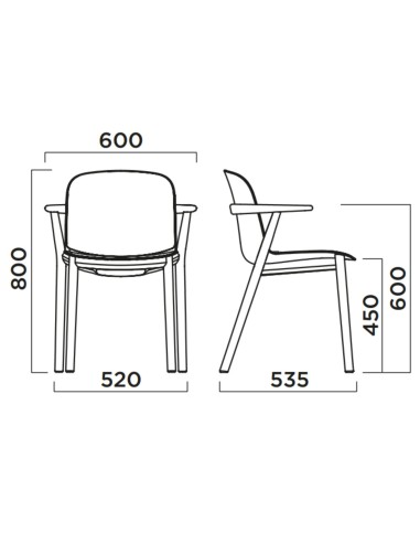 Chaise professionnelle bois et plastique – Relief