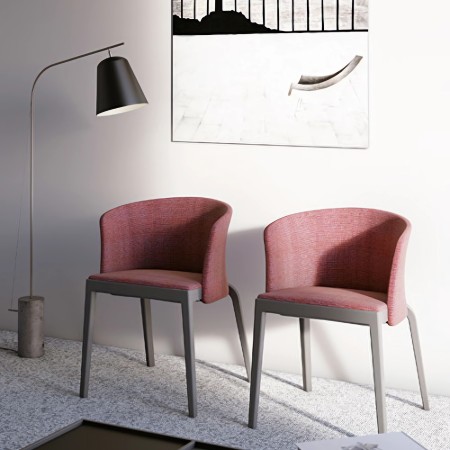 	Chaises BI modernes avec assise et dossier rembourrés en tissu rouge 2