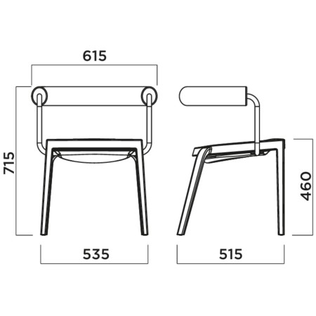 Dimensions Chaise BI 20’s design blanc en plastique avec dossier arrondi 