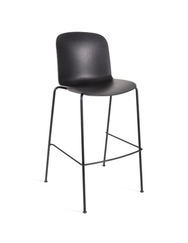 Tabouret de bar empilable Relief 4 pieds avec coque incurvée et piètement métallique fin