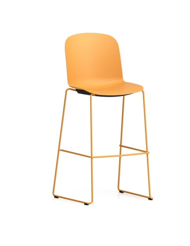Tabouret traîneau empilable Relief – structure fine en métal et assise ergonomique