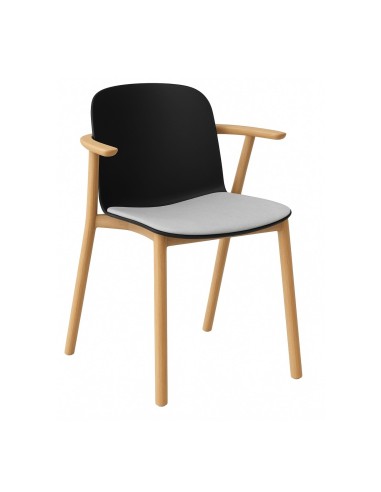 Chaise Relief avec accoudoirs et assise tissu