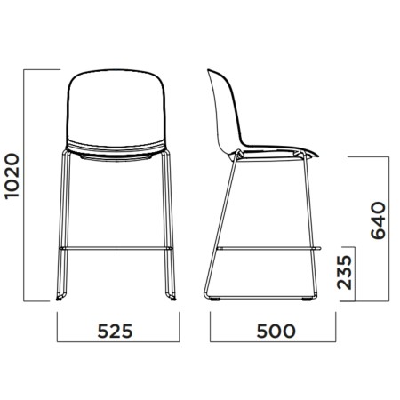 Chaise haute avec coussin rembourré et base traîneau – Relief