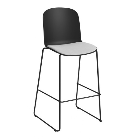 Tabouret bar Relief avec pieds traîneau et assise tissu