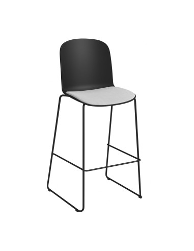 Tabouret bar Relief avec pieds traîneau et assise tissu