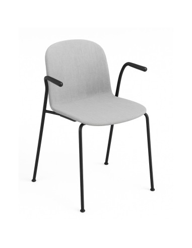 Chaise tapissée avec accoudoirs courts en métal pour accueil – Relief Tissu