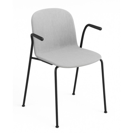 Chaise tapissée avec accoudoirs courts en métal pour accueil – Relief Tissu