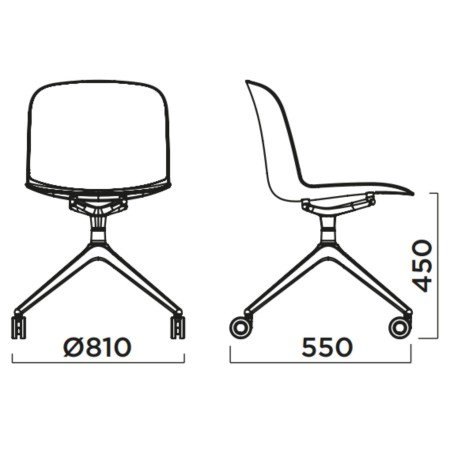 Dimensions chaise de bureau Relief à roulettes