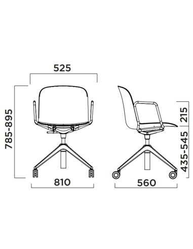 Siège de bureau à roulettes avec accoudoirs et pivot – Relief