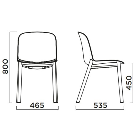 Chaise en tissu avec pieds bois frêne – Relief Wood 2