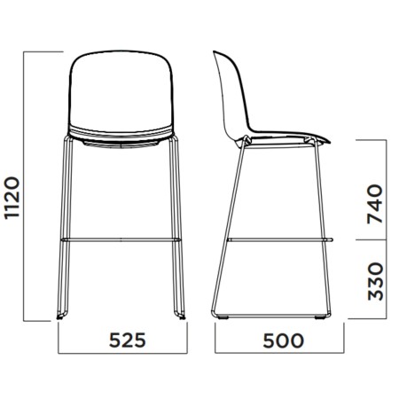 Tabouret haut avec tissu et piètement traîneau noir pour bar – Relief Bar 2