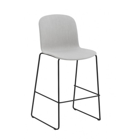 Tabouret haut avec tissu et piètement traîneau noir pour bar – Relief Bar
