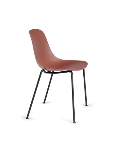 chaise extérieure Pure Loop Mono couleur brique avec structure métal noir – usage pro ou terrasse