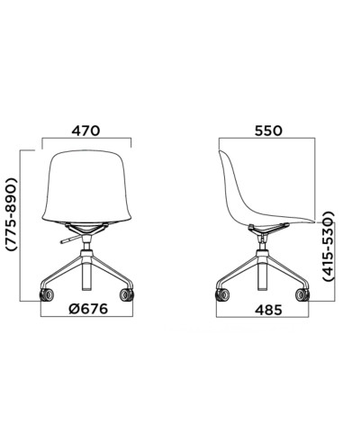 Dimensions Mobilier de bureau réglable pivotant Pure Loop Mono
