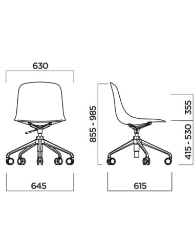 Dimensions Chaise Pure Loop Mono pivotante réglable 5 star