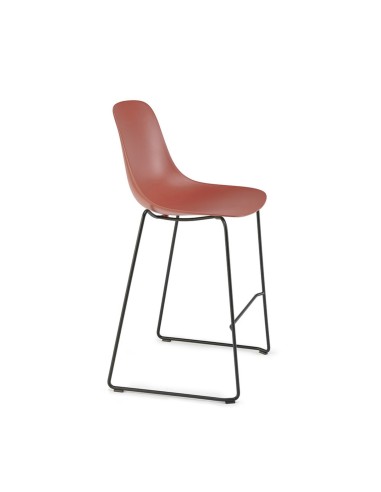 Tabouret haut extérieur Pure Loop Mono – coque rouge en plastique confortable