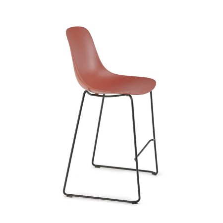 Tabouret haut extérieur Pure Loop Mono – coque rouge en plastique confortable