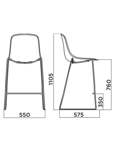 Dimensions du tabouret de bar Pure Loop Mono