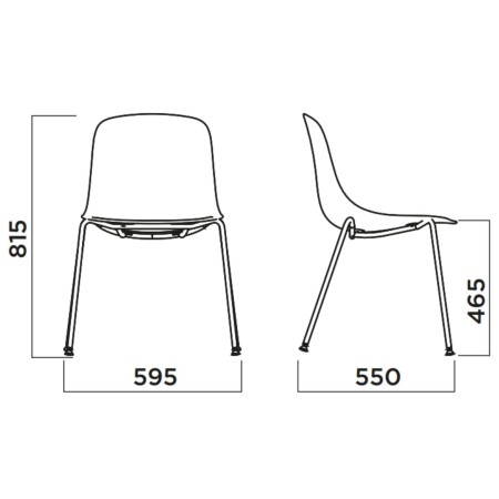 Dimensions chaise coque plastique avec coussin tissu empilable - Pure Loop Mono