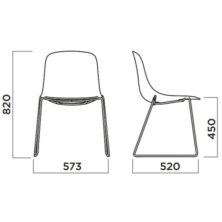 Chaise traîneau avec assise tissu et coque plastique Pure Loop Mono 2