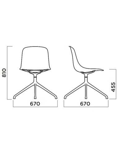 Dimensions chaise pivotante salle de réunion tissu et piètement 4 branches – Pure Loop Mono