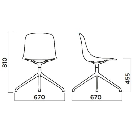Dimensions chaise pivotante salle de réunion tissu et piètement 4 branches – Pure Loop Mono