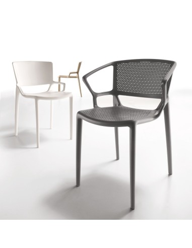 Chaise avec accoudoirs en plastique pour extérieurs - Fiorellina 