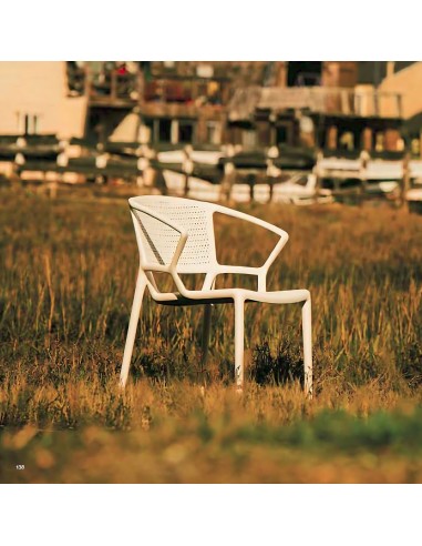 	Chaise de jardin en plastique blanc style mesh - Fiorellina