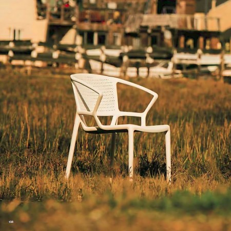 	Chaise de jardin en plastique blanc style mesh - Fiorellina