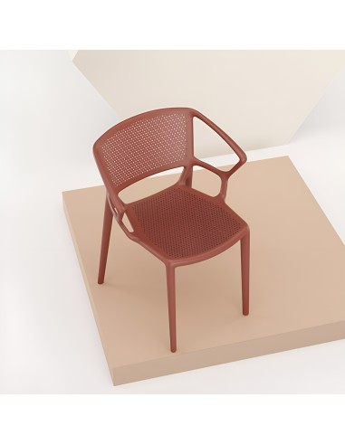 Chaise en plastique rouge vue de dessus - effet résille Fiorellina 