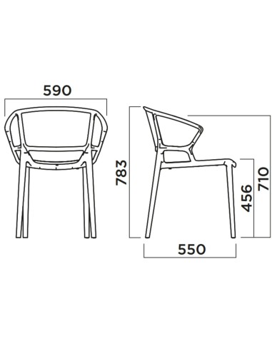 Dimensions chaise Fiorellina ajourée avec accoudoirs 