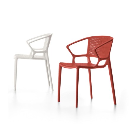 Chaise Fiorellina en plastique blanc avec accoudoirs - style aéré