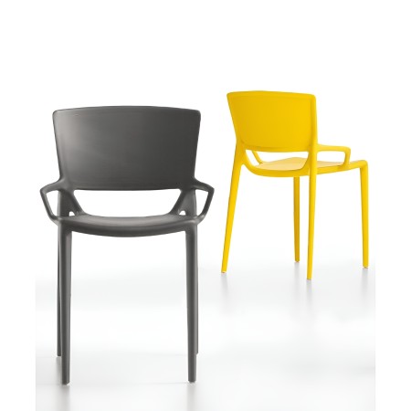 Chaise Fiorellina dossier plein en plastique - extérieurs modernes