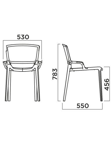 Dimensions Chaises Fiorellina au dossier plein