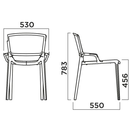 Dimensions Chaises Fiorellina au dossier plein