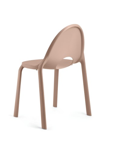 Chaise Drop vue arrière en coloris Cipria, forme enveloppante et courbes douces