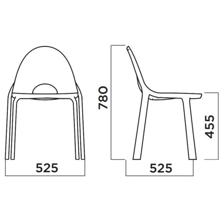 Dimensions techniques de la chaise Drop