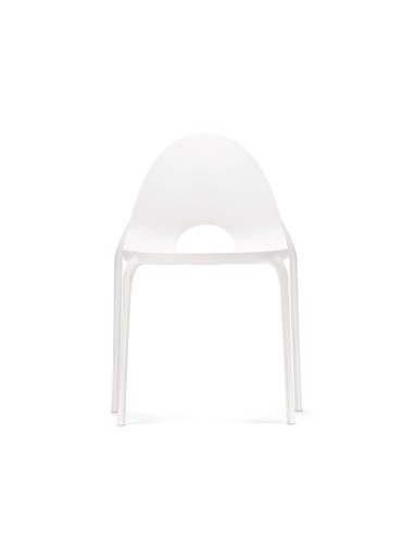 Chaise Drop blanche vue de face, design minimaliste et silhouette épurée